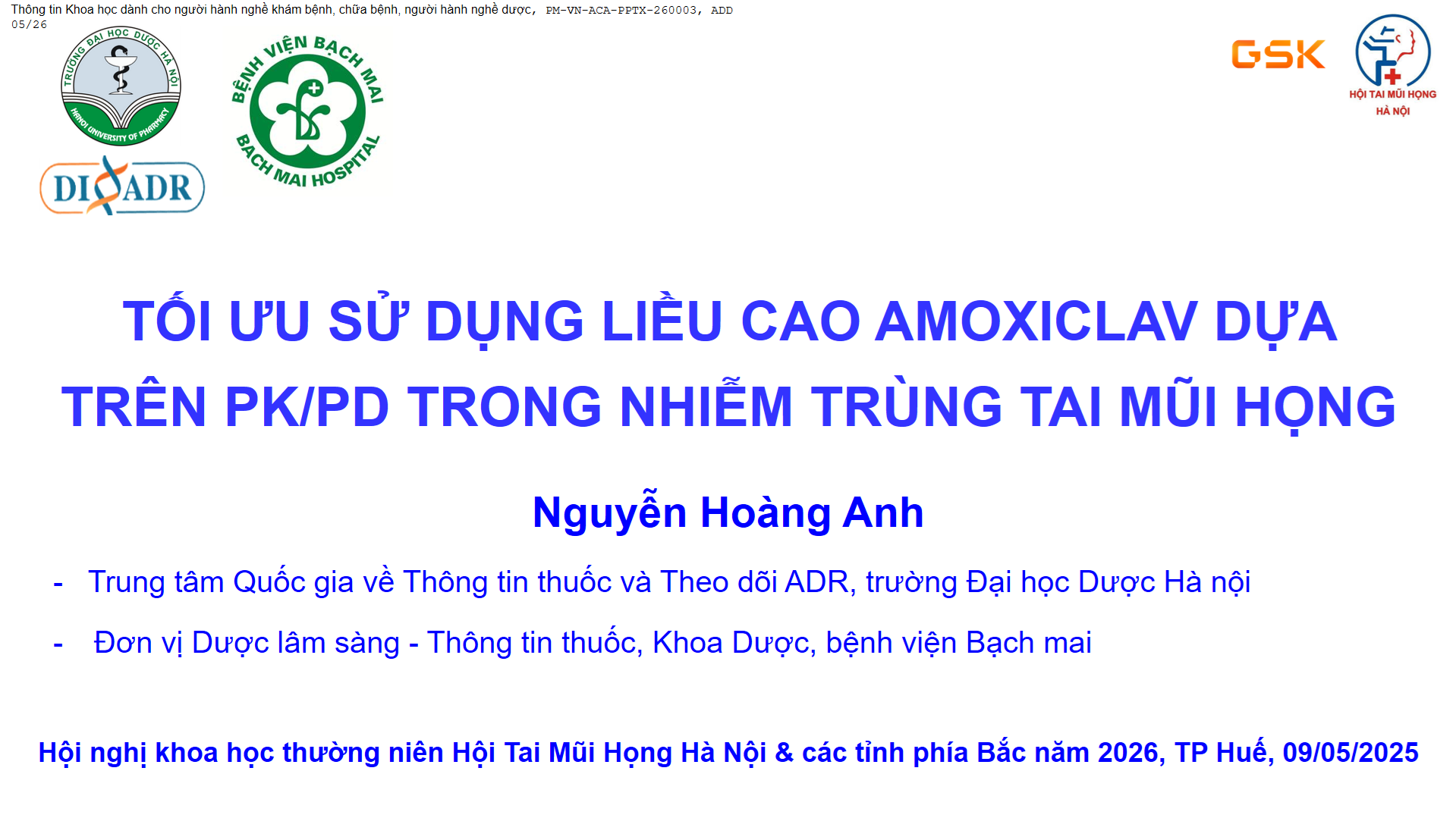 TỐI ƯU SỬ DỤNG LIỀU CAO AMOXICLAV DỰA TRÊN PK/PD TRONG NHIỄM TRÙNG TAI MŨI HỌNG